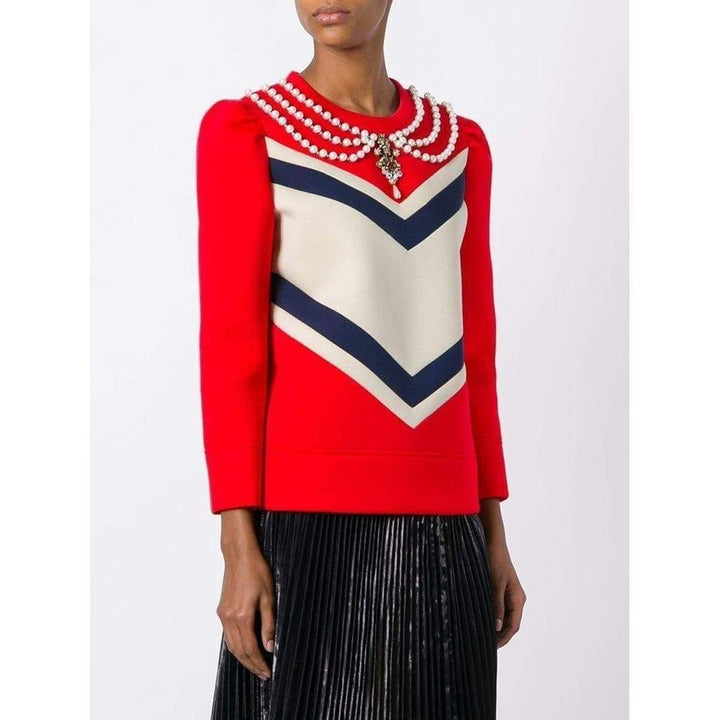 Pearl Embellished Jersey Sweatshirt