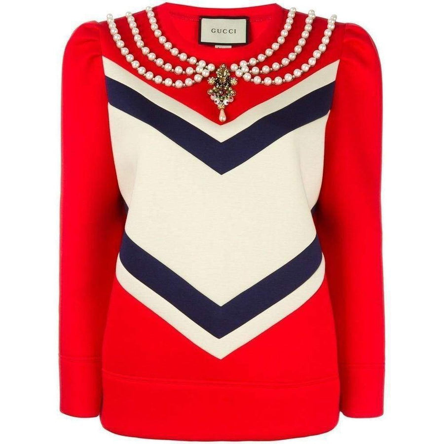 Gucci-Pearl Embellished Jersey Sweatshirt - Runway Catalog