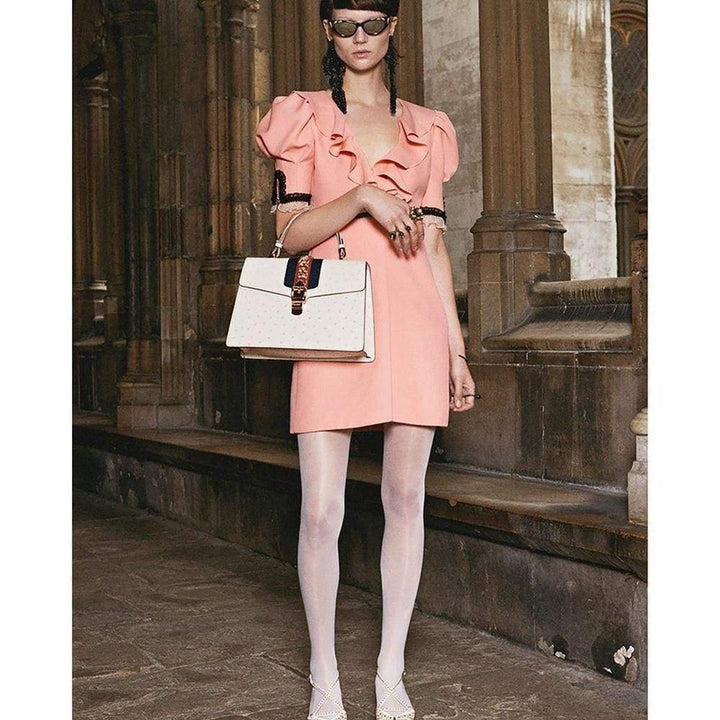 Pink Crepe Silk Wool Cocktail Dress