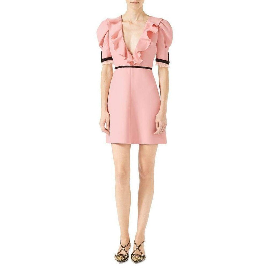 Pink Crepe Silk Wool Cocktail Dress