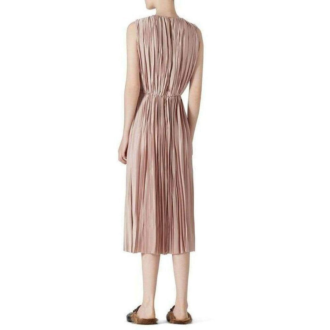 Pink Poly Satin Plissé Dress