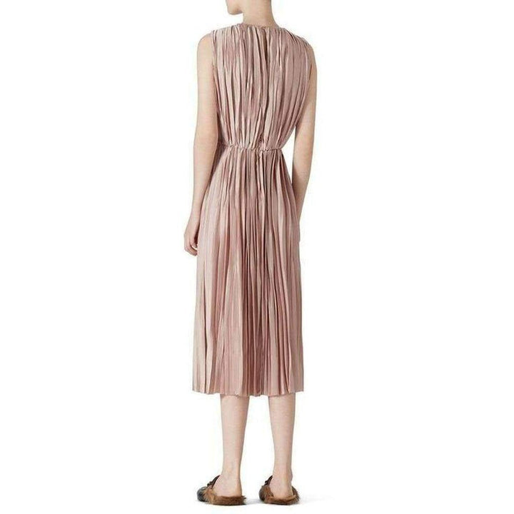 Pink Poly Satin Plissé Dress
