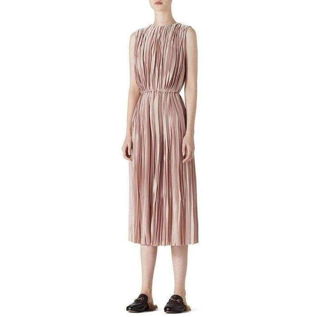 Pink Poly Satin Plissé Dress