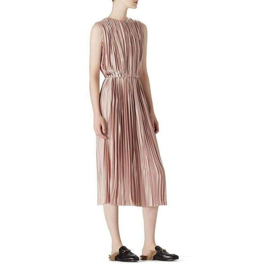 Pink Poly Satin Plissé Dress