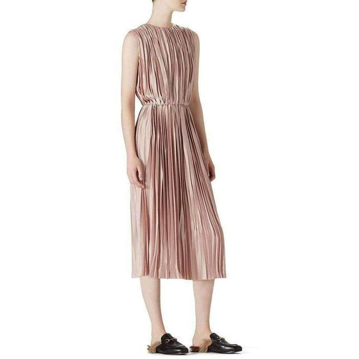 Pink Poly Satin Plissé Dress