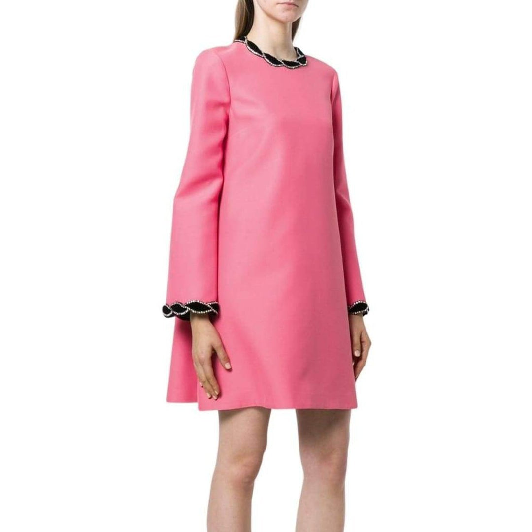 Pink Velvet Trim Dress