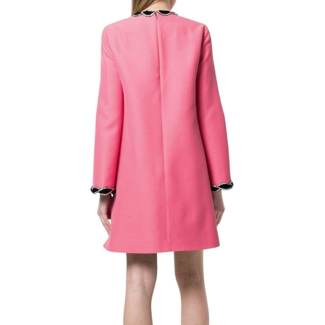 Pink Velvet Trim Dress