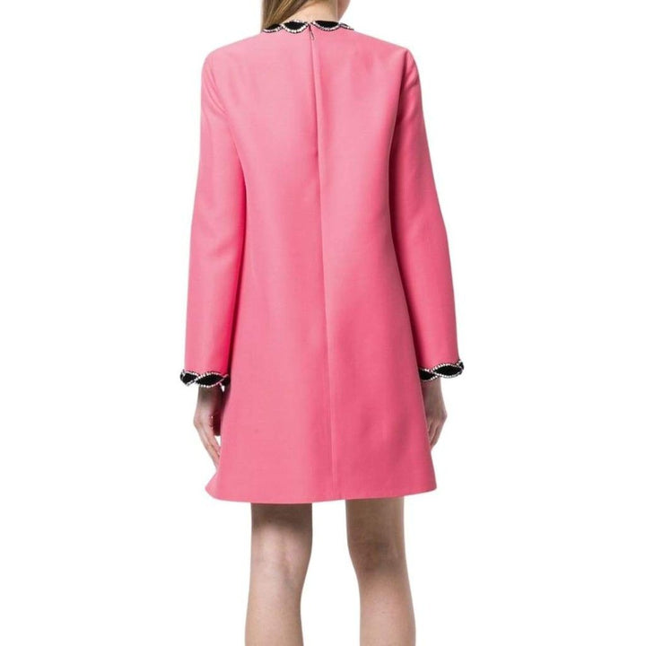 Pink Velvet Trim Dress