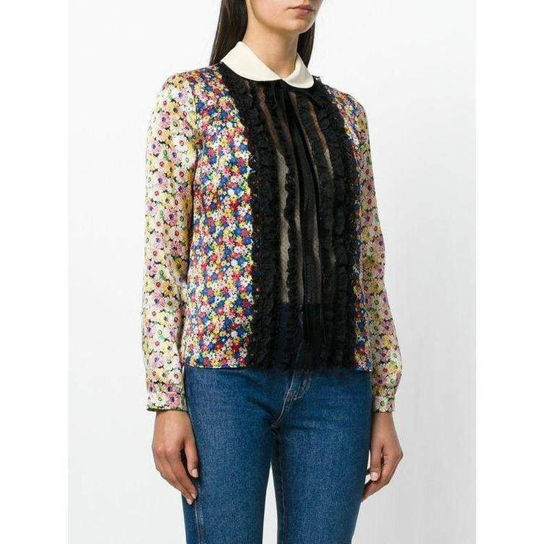 Pleated Bib Peter Pan Blouse