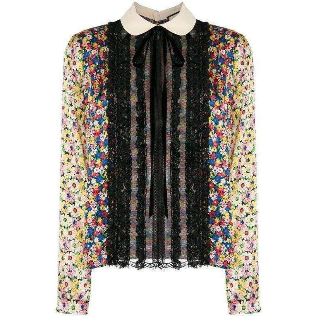 Gucci-Pleated Bib Peter Pan Blouse - Runway Catalog