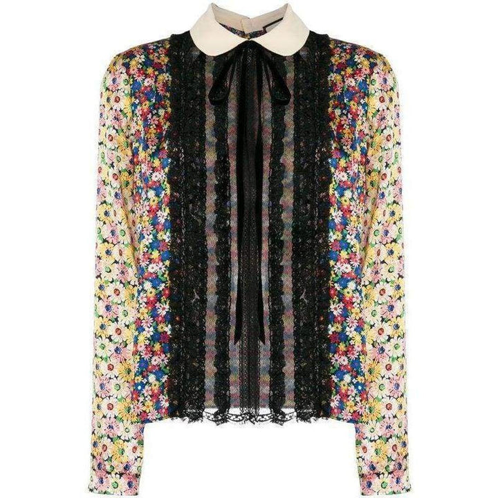 Gucci-Pleated Bib Peter Pan Blouse - Runway Catalog