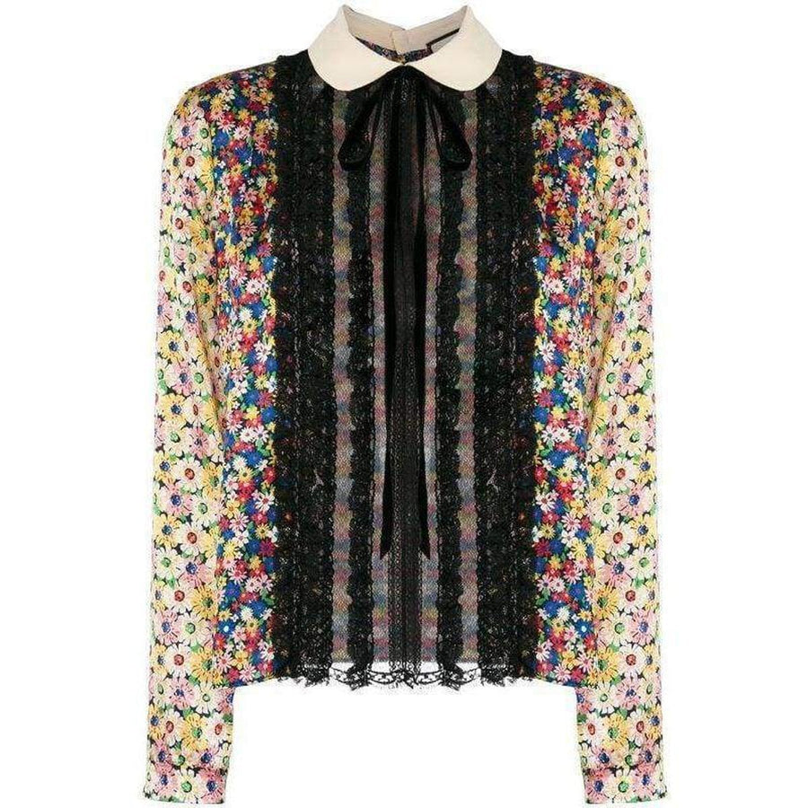 Gucci-Pleated Bib Peter Pan Blouse - Runway Catalog