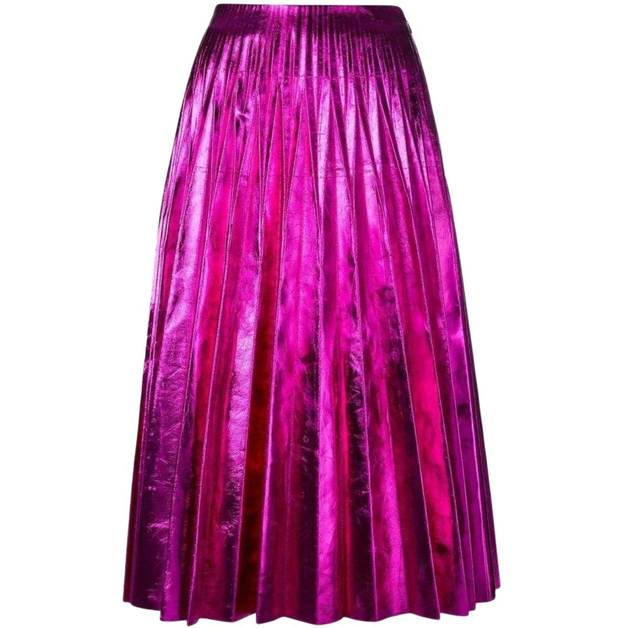 Gucci-Pleated Metallic Leather Midi Skirt - Runway Catalog