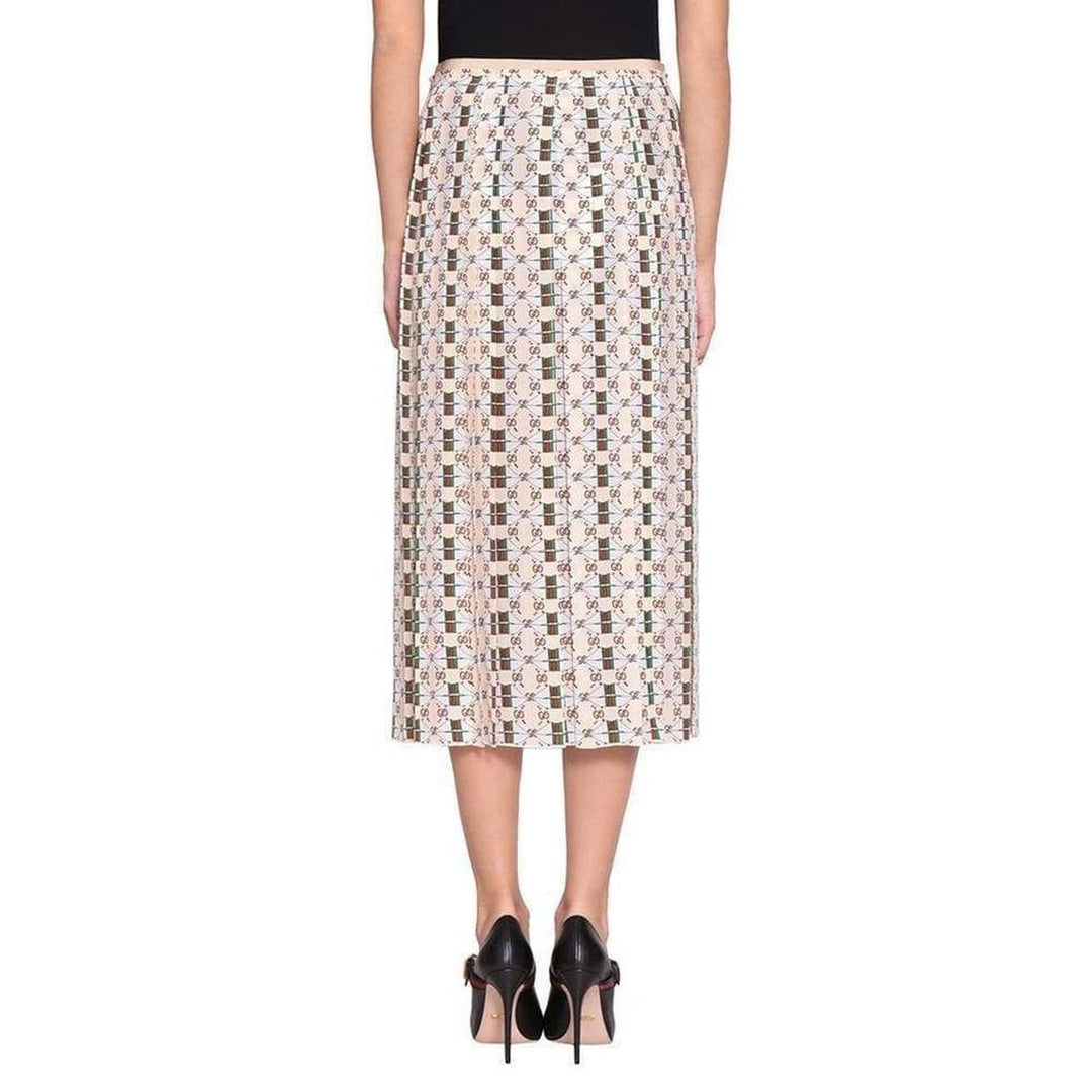 Pleated Silk Skirt with Web Kisses Print