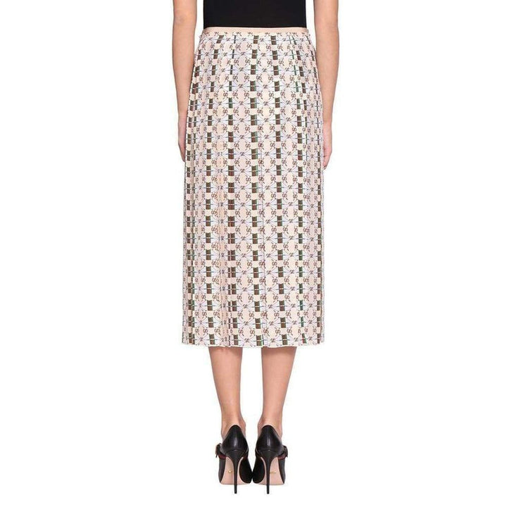 Pleated Silk Skirt with Web Kisses Print