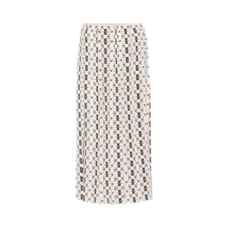 Gucci-Pleated Silk Skirt with Web Kisses Print - Runway Catalog
