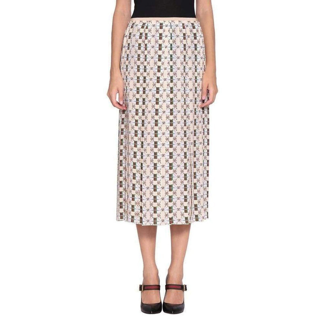 Pleated Silk Skirt with Web Kisses Print