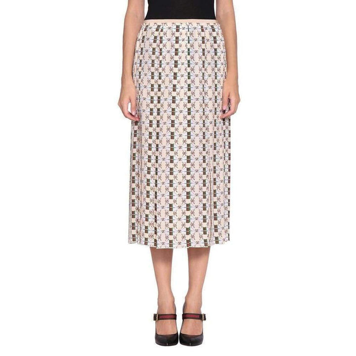 Pleated Silk Skirt with Web Kisses Print