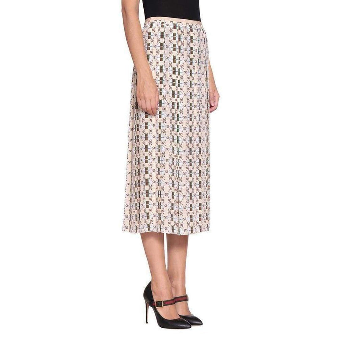 Pleated Silk Skirt with Web Kisses Print