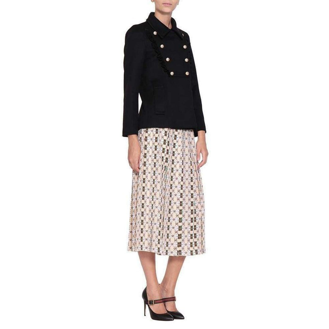 Pleated Silk Skirt with Web Kisses Print