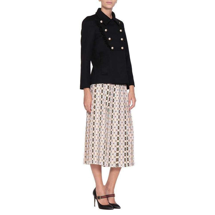 Pleated Silk Skirt with Web Kisses Print