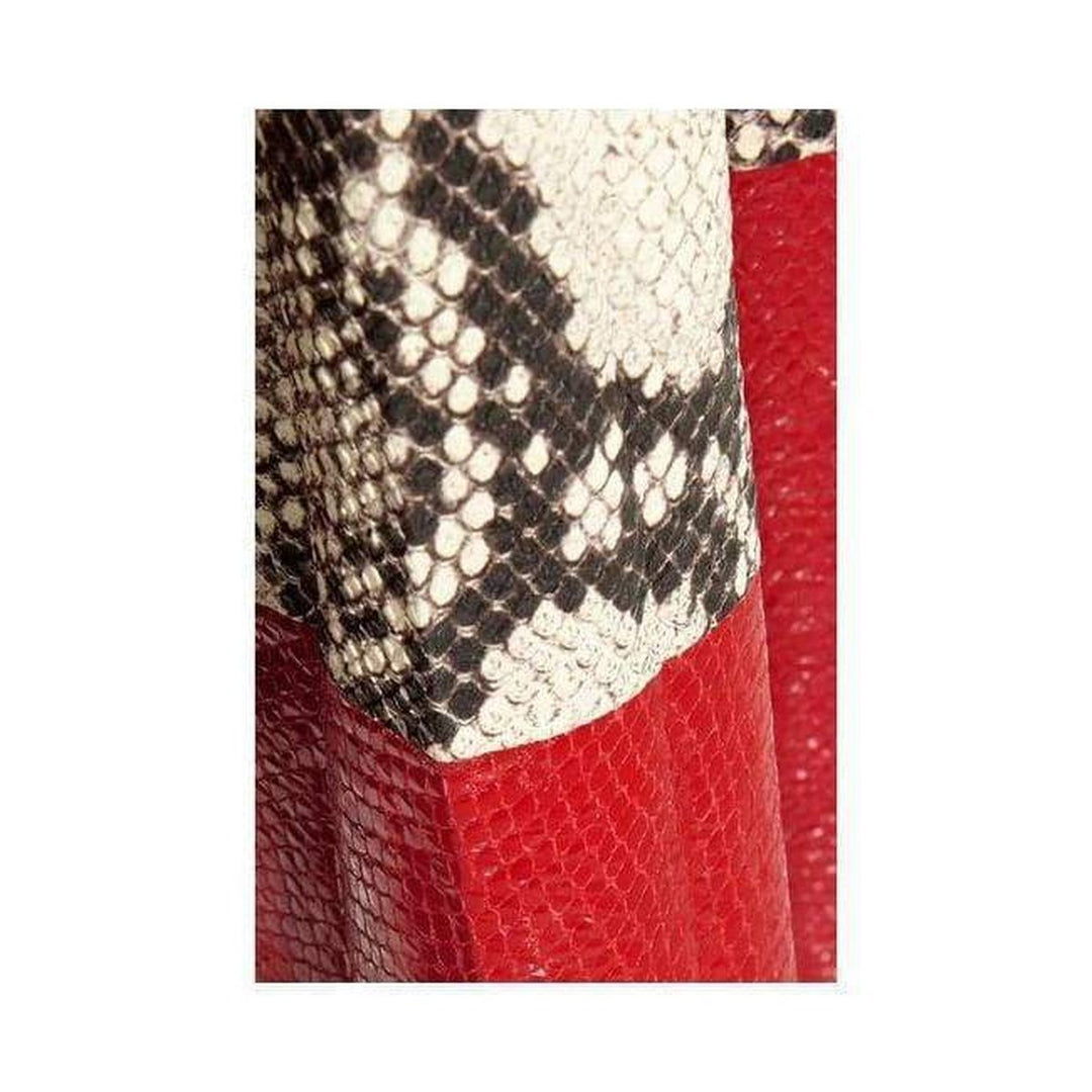 Pleated Snake-Effect Leather Skirt