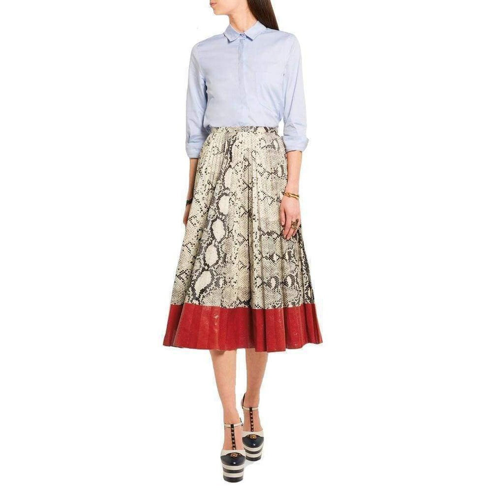 Gucci-Pleated Snake-Effect Leather Skirt - Runway Catalog