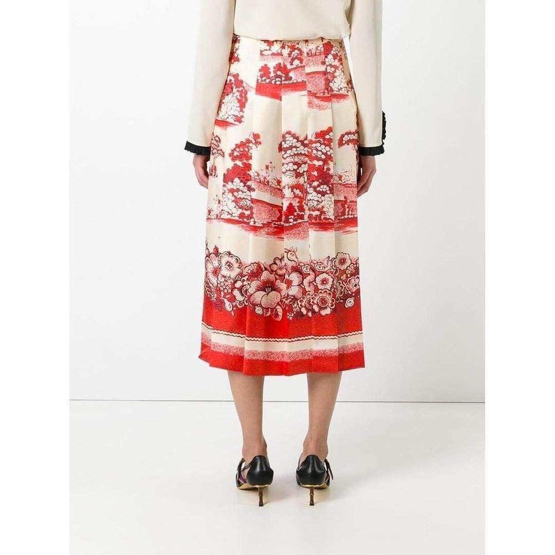 Porcelain Garden Print Midi Skirt