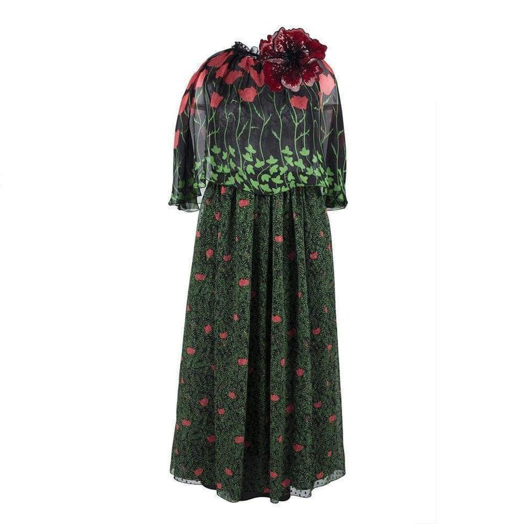 Gucci-Printed Fil Coupe Cape Dress - Runway Catalog