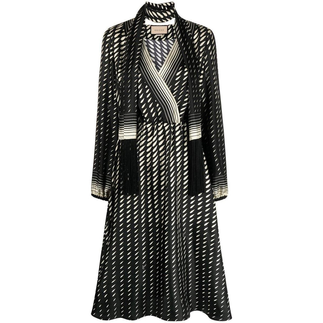 Gucci-Printed Scarf Belted Wrap Dress - Runway Catalog