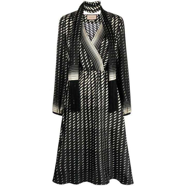 Gucci-Printed Scarf Belted Wrap Dress - Runway Catalog