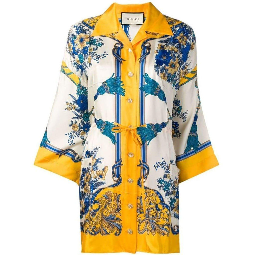 Printed Silk Kimono Shirt