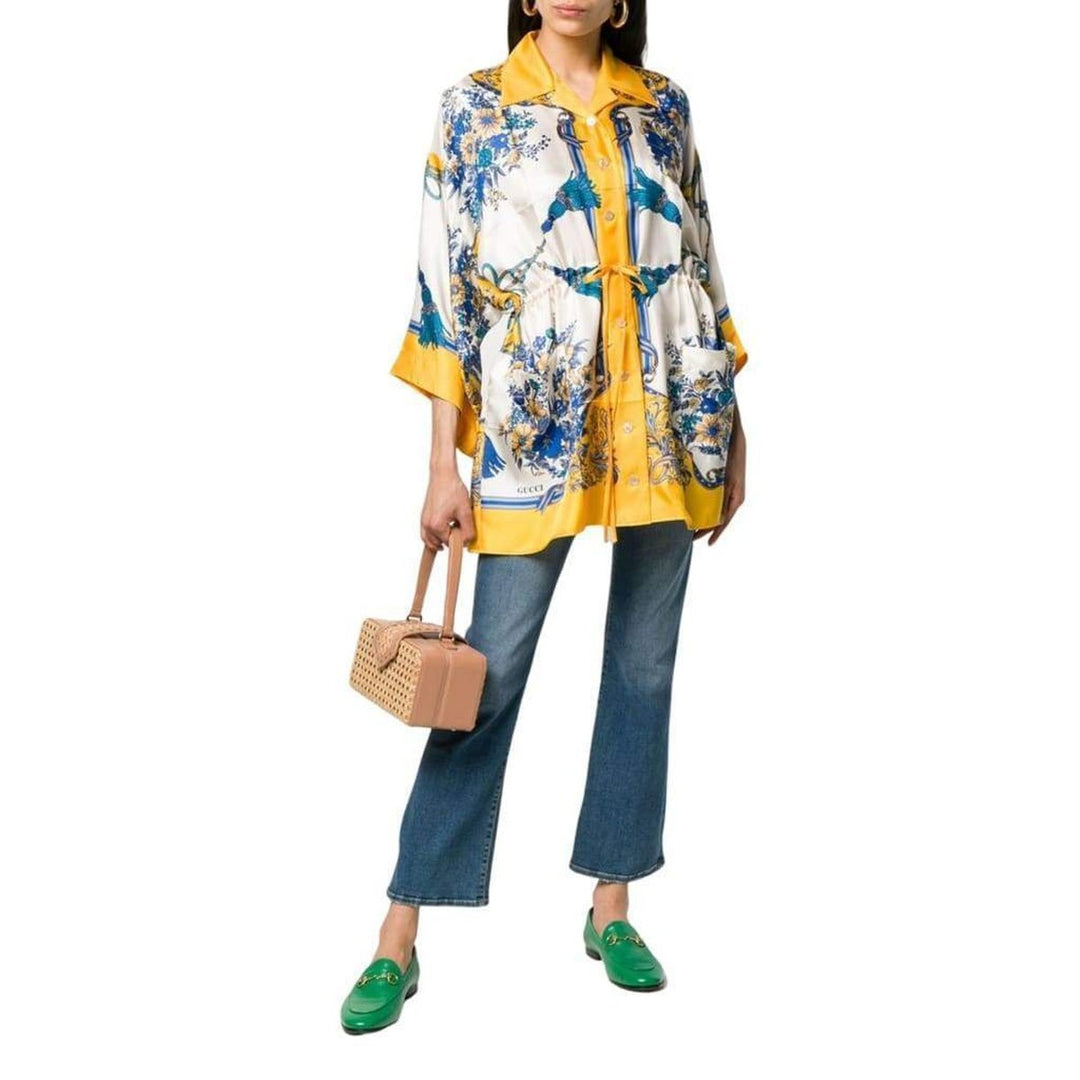 Printed Silk Kimono Shirt