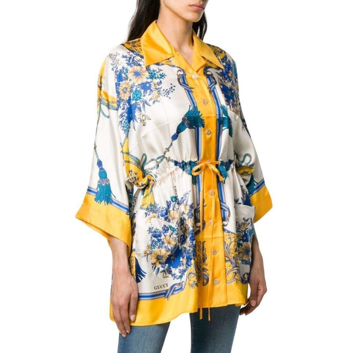 Gucci-Printed Silk Kimono Shirt - Runway Catalog