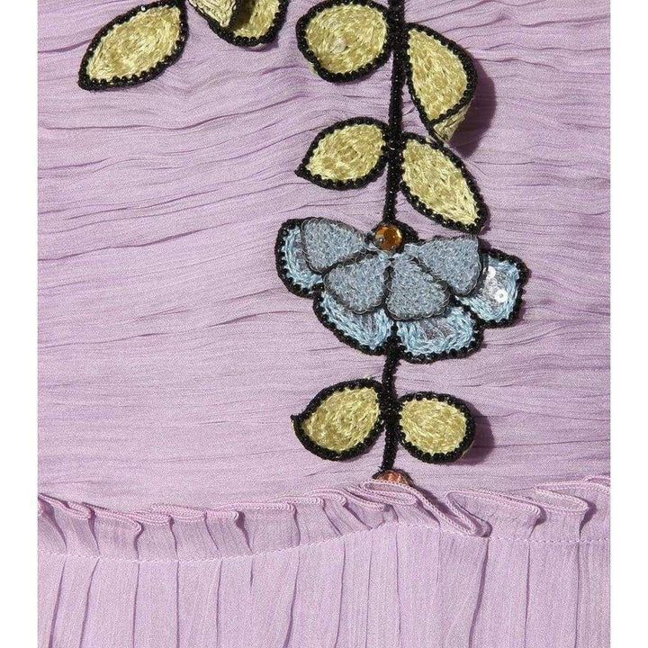 Purple Silk Chiffon Embroidered Gown