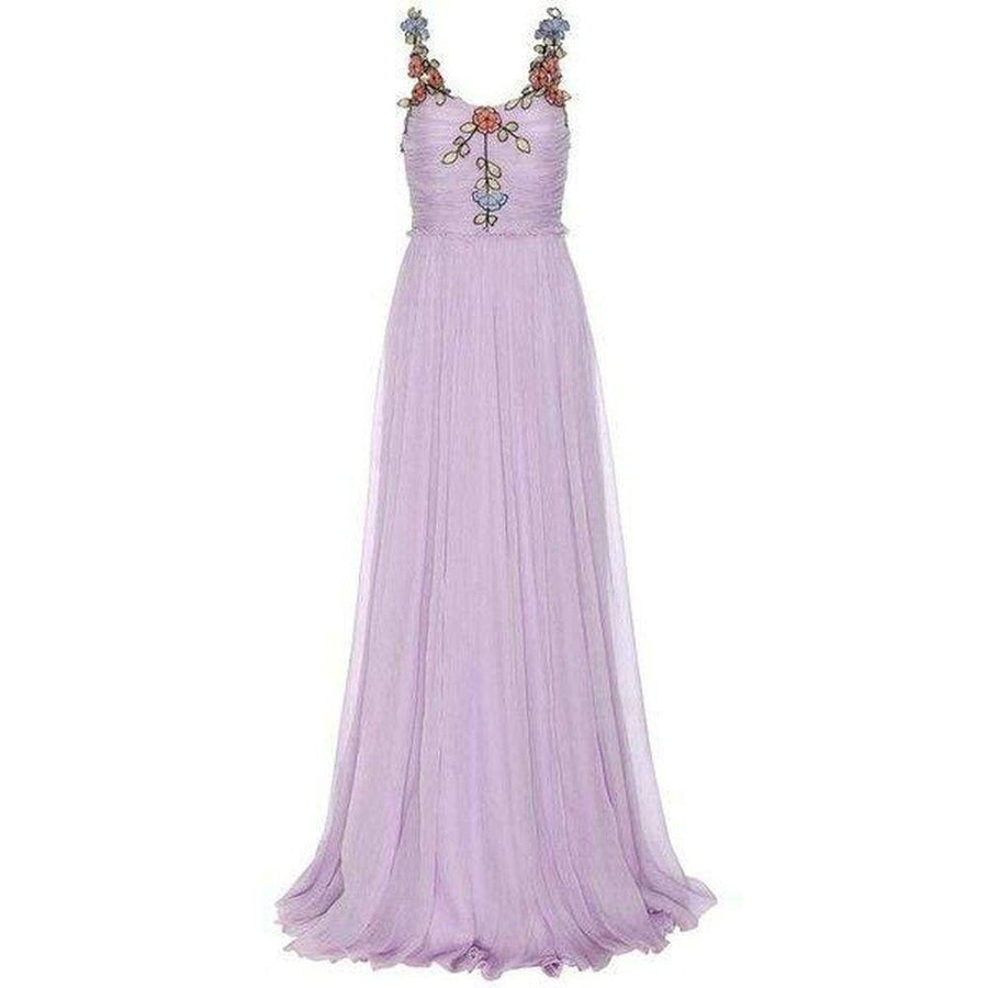 Gucci-Purple Silk Chiffon Embroidered Gown - Runway Catalog