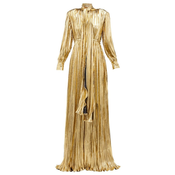 Gucci-Pussy-bow Silk-blend Lamé Gown - Runway Catalog