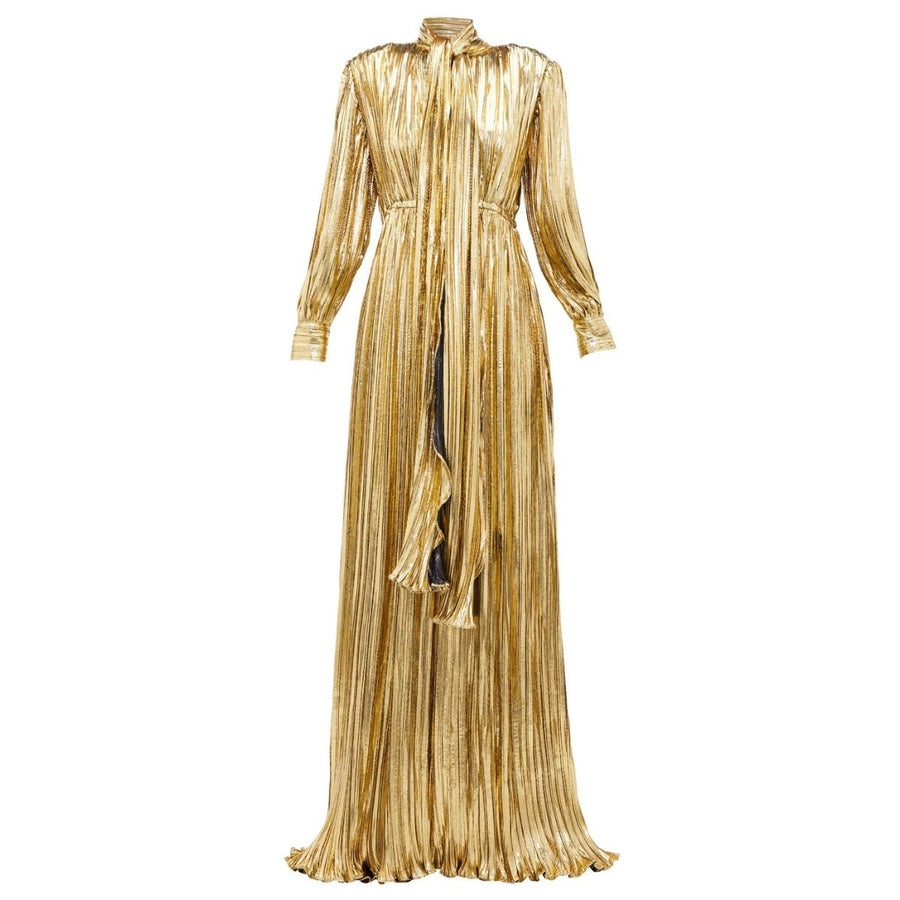 Gucci-Pussy-bow Silk-blend Lamé Gown - Runway Catalog
