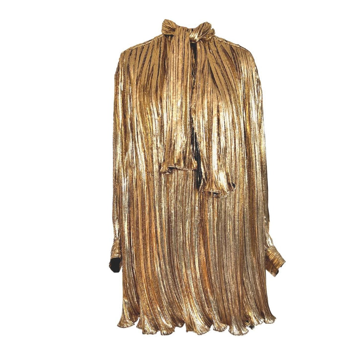 Gucci-Pussy-bow Silk-blend Lamé Mini Dress - Runway Catalog