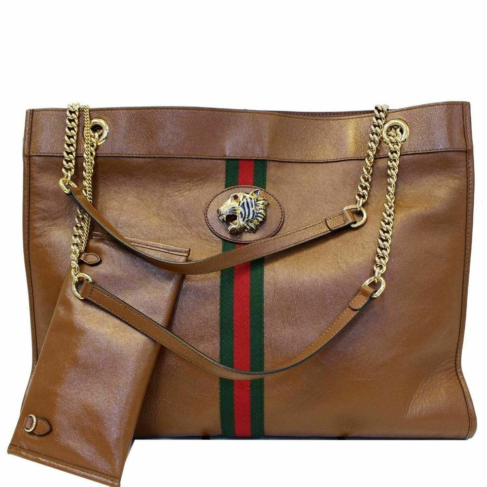 G*G Rajah Large Tote 537219 Brown Leather Shoulder Bag