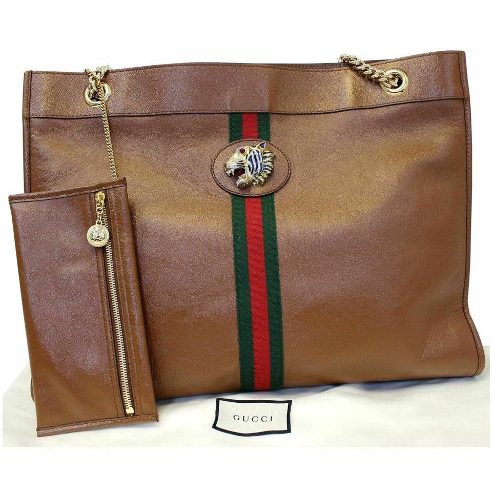 G*G Rajah Large Tote 537219 Brown Leather Shoulder Bag