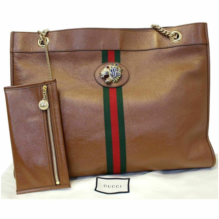 G*G Rajah Large Tote 537219 Brown Leather Shoulder Bag