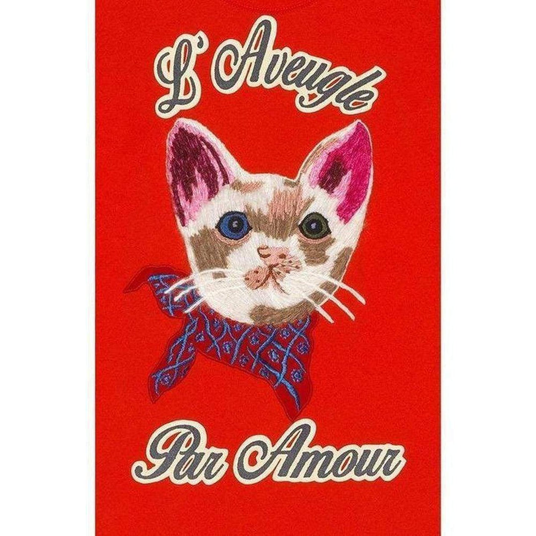 Cat Embroidered Cotton-Jersey T-shirt