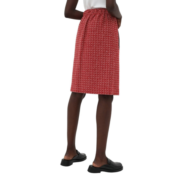 Red Jacquard GG Drawstring Skirt