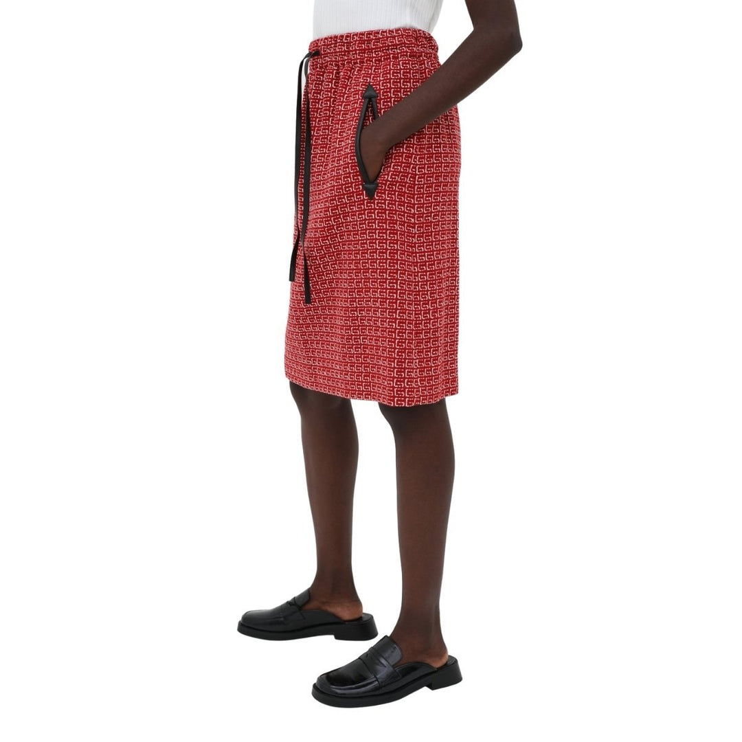 Red Jacquard GG Drawstring Skirt