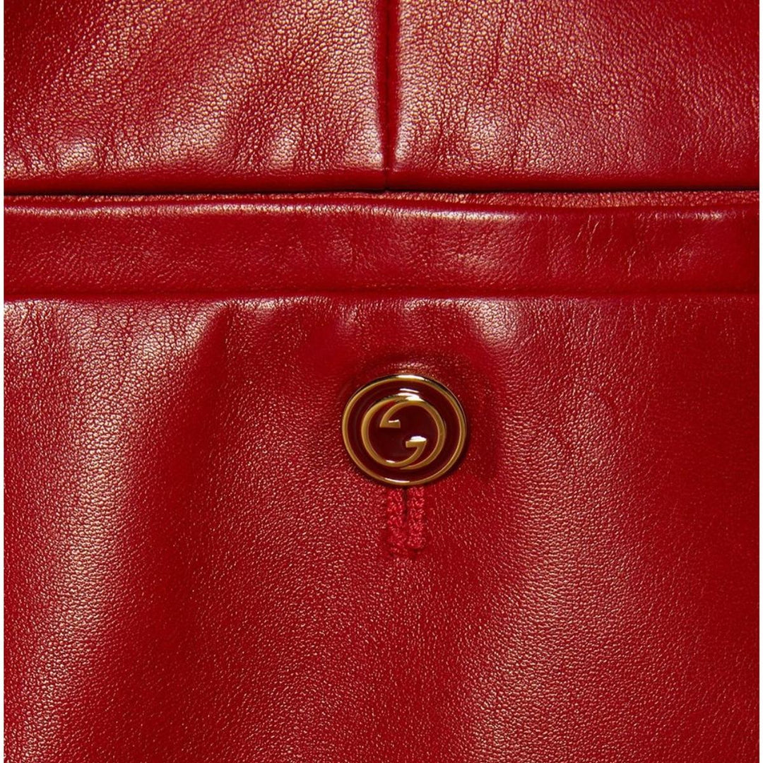 Red Plonge Leather Flare Trousers
