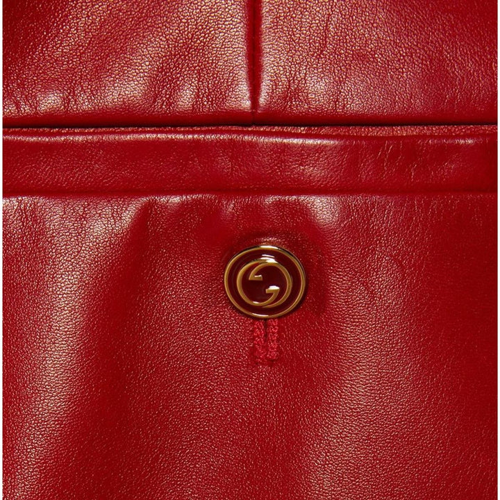 Red Plonge Leather Flare Trousers
