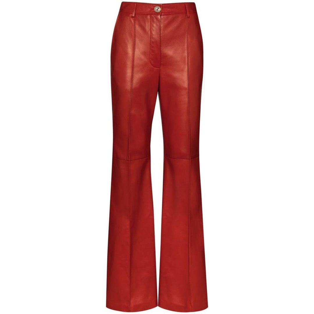 Gucci-Red Plonge Leather Flare Trousers - Runway Catalog