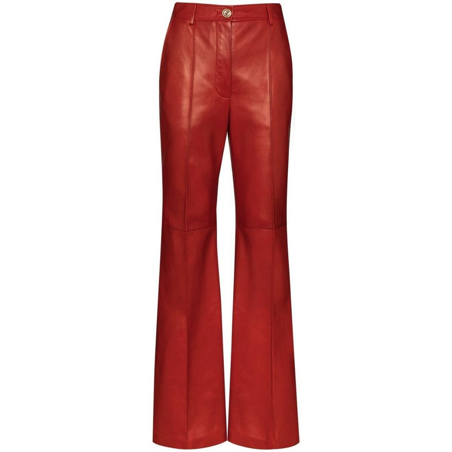 Gucci-Red Plonge Leather Flare Trousers - Runway Catalog