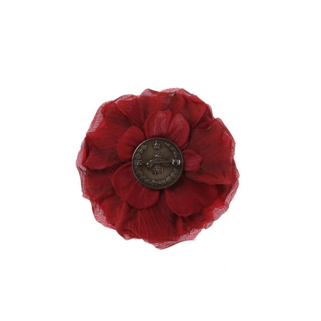 Red Silk Flower Brooch